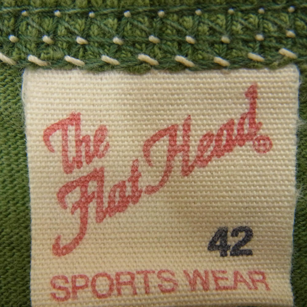 THE FLAT HEAD ザフラットヘッド THC-156W DIMENSIONS ヘビー コットン バック プリント 半袖 Tシャツ グリーン系 42【中古】
