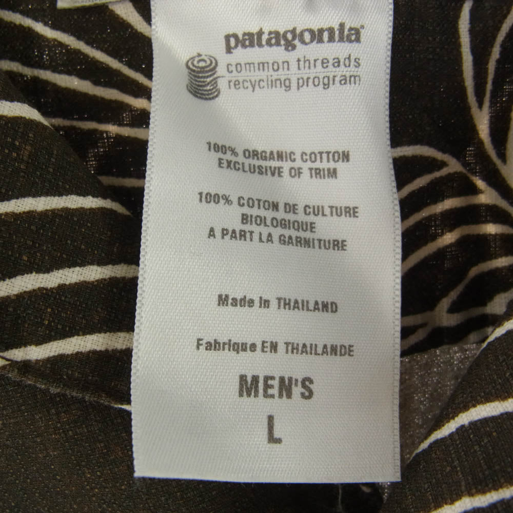 patagonia パタゴニア 52571S0 Pataloha パタロハ 00s 総柄 オーガニックコットン 半袖 アロハシャツ カーキ カーキ系 L【中古】