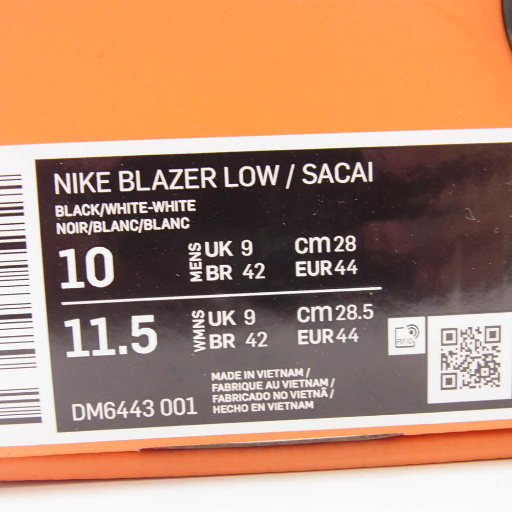 NIKE ナイキ DM6443-001 × sacai Blazer Low Black Patent Leather サカイ ブレーザー ロー ブラック パテント レザー スニーカー ブラック系 28cm【新古品】【未使用】【中古】