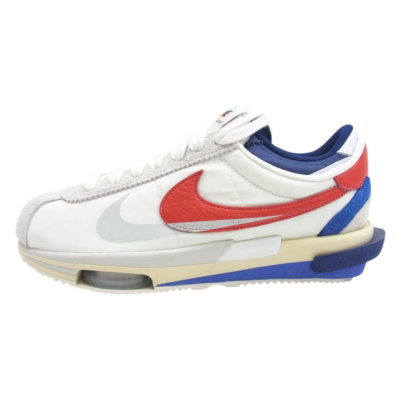 NIKE ナイキ DQ0581-100 × SACAI ZOOM CORTEZ SP WHITE AND UNIVERSITY RED サカイ ズーム コルテッツ ホワイト系 レッド系 ブルー系 28cm【美品】【中古】