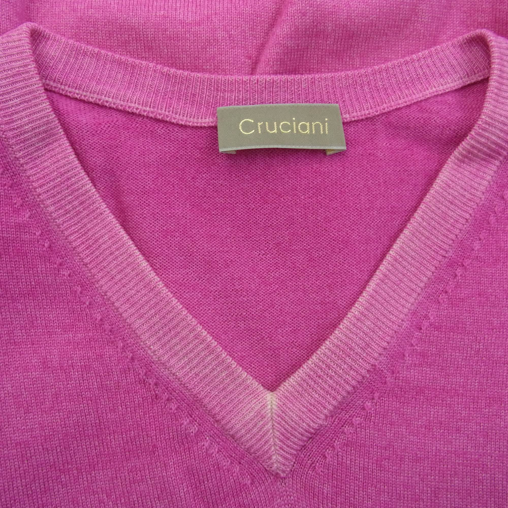 CRUCIANI クルチアーニ ウール Vネック ニット セーター ピンク系 48【中古】