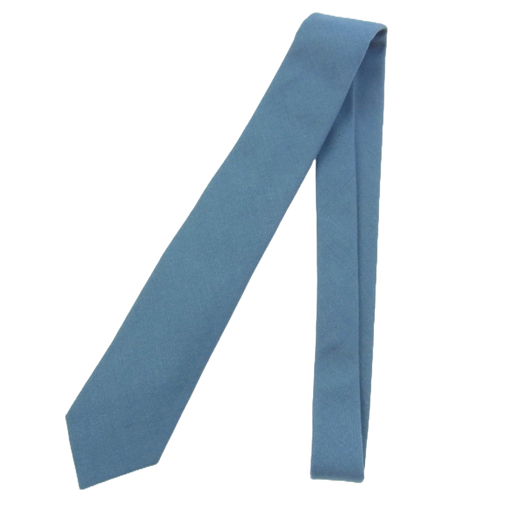HERMES エルメス 国内正規品 CRAVATE UNIE TOILE D BLUE JEAN コットン ネクタイ ライトブルー系【新古品】【未使用】【中古】