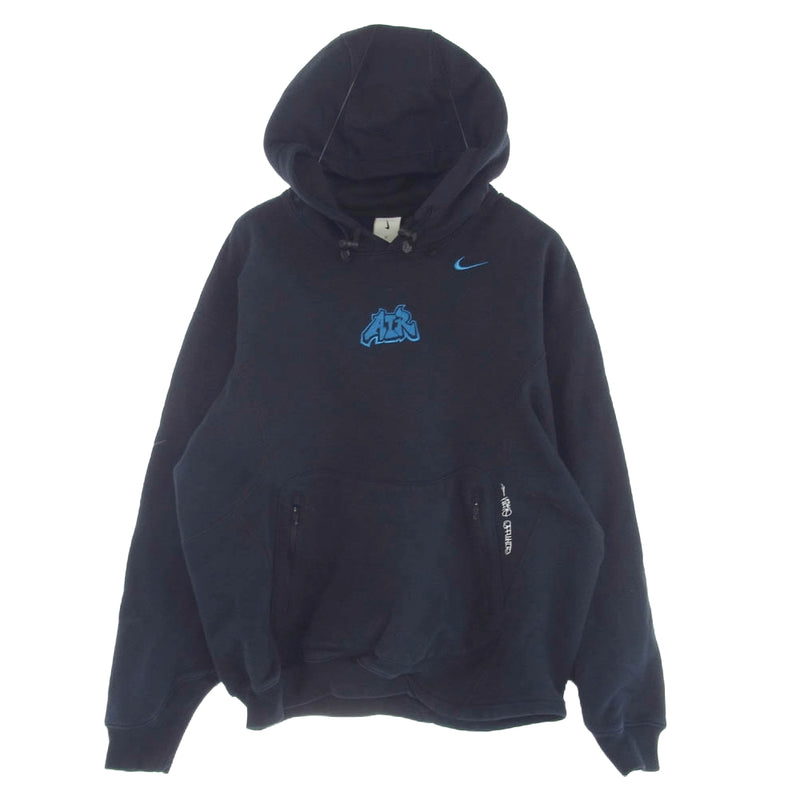 OFF-WHITE オフホワイト 22AW DN1760-010 × NIKE FLC HOODIE フリース プルオーバー パーカー フーディ ブラック系 S【中古】
