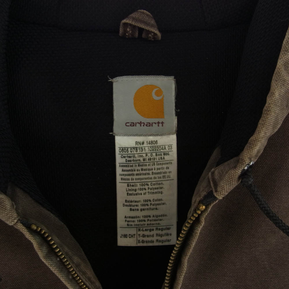 Carhartt カーハート J160 CHT アクティブ ジャケット ダック パーカー ブラウン系 XL【中古】