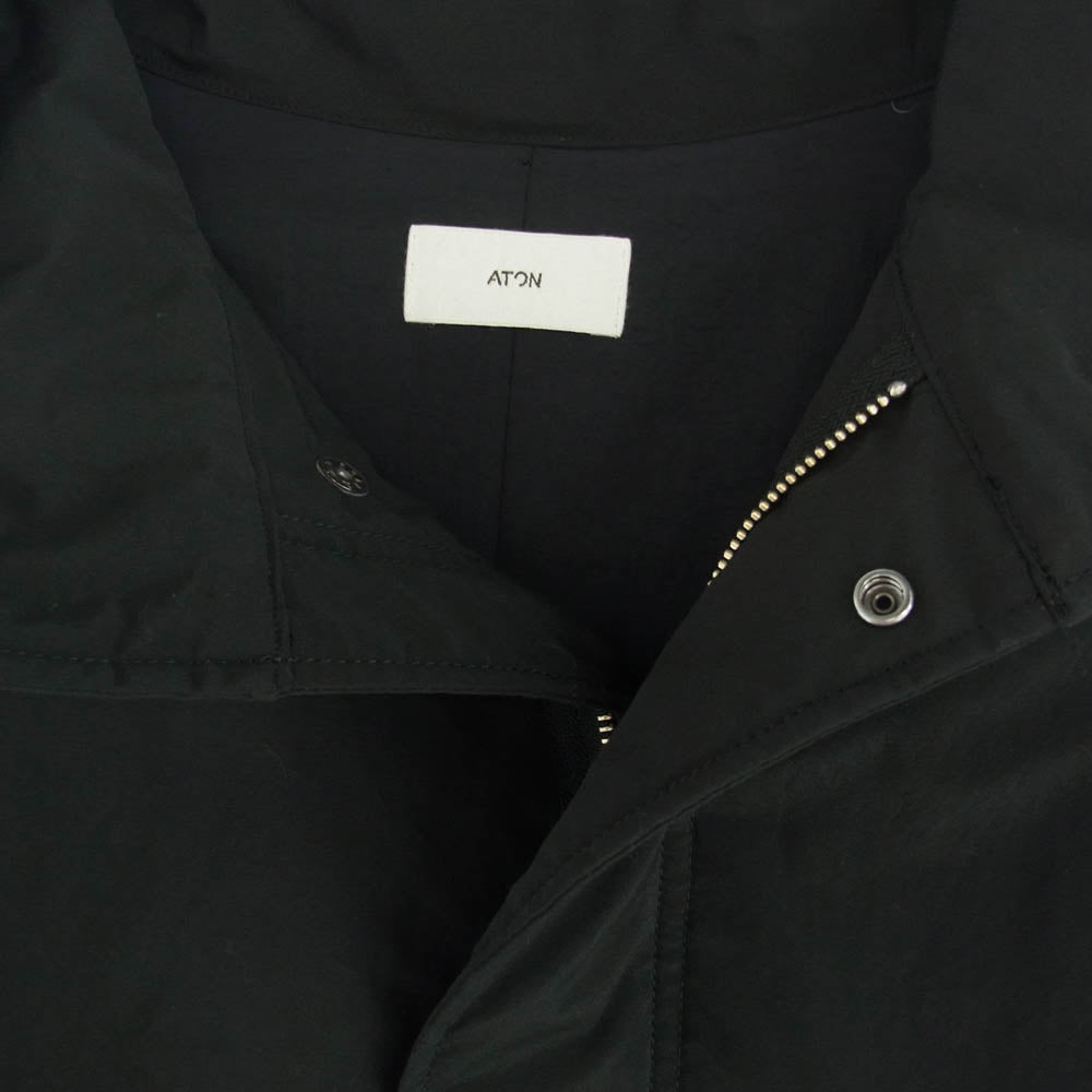 ATON エイトン 7074641 TECHNO COTTON PADDED SHORT MODS COAT ナイロン 中綿 ショート モッズ コート ブラック系 02【中古】