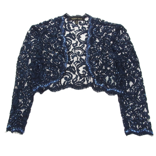TADASHI SHOJI タダシショージ レース スパンコールビジューエンブロイダリ―  ボレロカーディガン ネイビー系【中古】