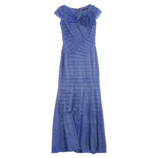 TADASHI SHOJI タダシショージ CY70358L ティアード コサージュ ロングドレス パープル系【中古】