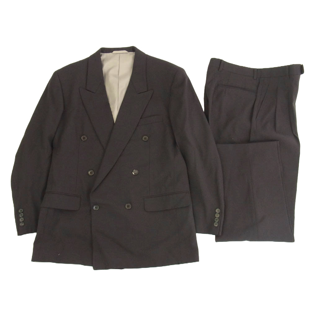 Christian Dior クリスチャンディオール 90s セットアップ スーツ ダブル ブレスト テーラード ジャケット テーパード タック スラックス パンツ ブラウン系 上下96/82/175【中古】