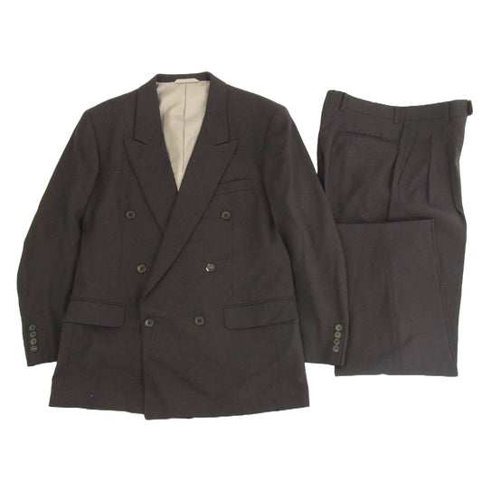 Christian Dior クリスチャンディオール 90s セットアップ スーツ ダブル ブレスト テーラード ジャケット テーパード タック スラックス パンツ ブラウン系 上下96/82/175【中古】