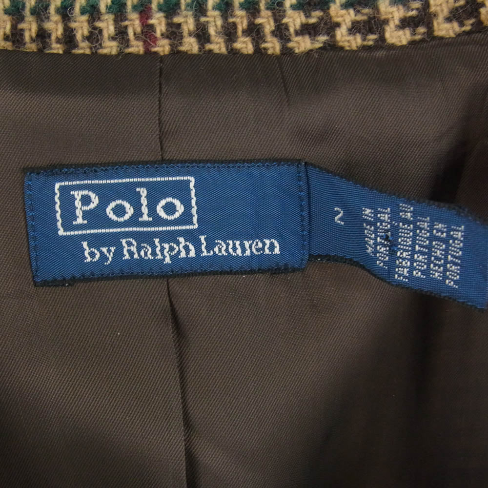 POLO RALPH LAUREN ポロ・ラルフローレン 千鳥格子 グレンチェック ウール ダブル チェスター コート ブラウン系 2【中古】