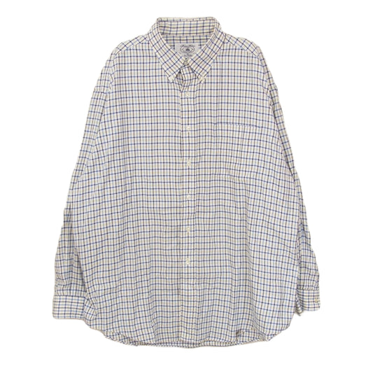 Brooks Brothers ブルックスブラザーズ ボタンダウン 長袖 シャツ チェック柄 ブルー系 XL【中古】