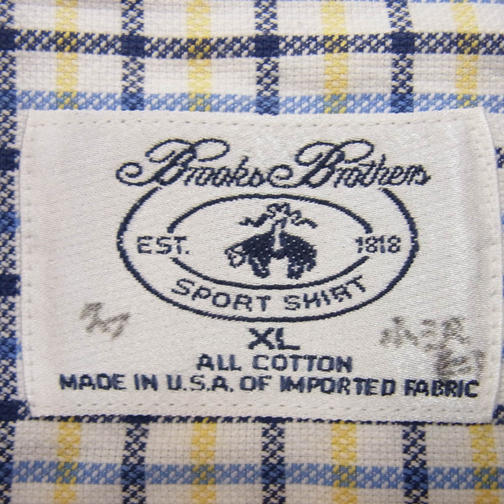 Brooks Brothers ブルックスブラザーズ ボタンダウン 長袖 シャツ チェック柄 ブルー系 XL【中古】