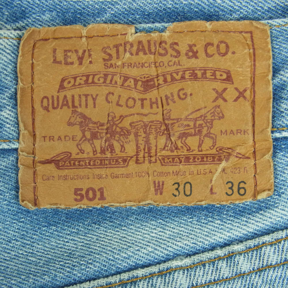 Levi's リーバイス 90s USA製 501 ストレート デニム パンツ ボタンフライ ボタン裏刻印552 インディゴブルー系 W30 L36【中古】