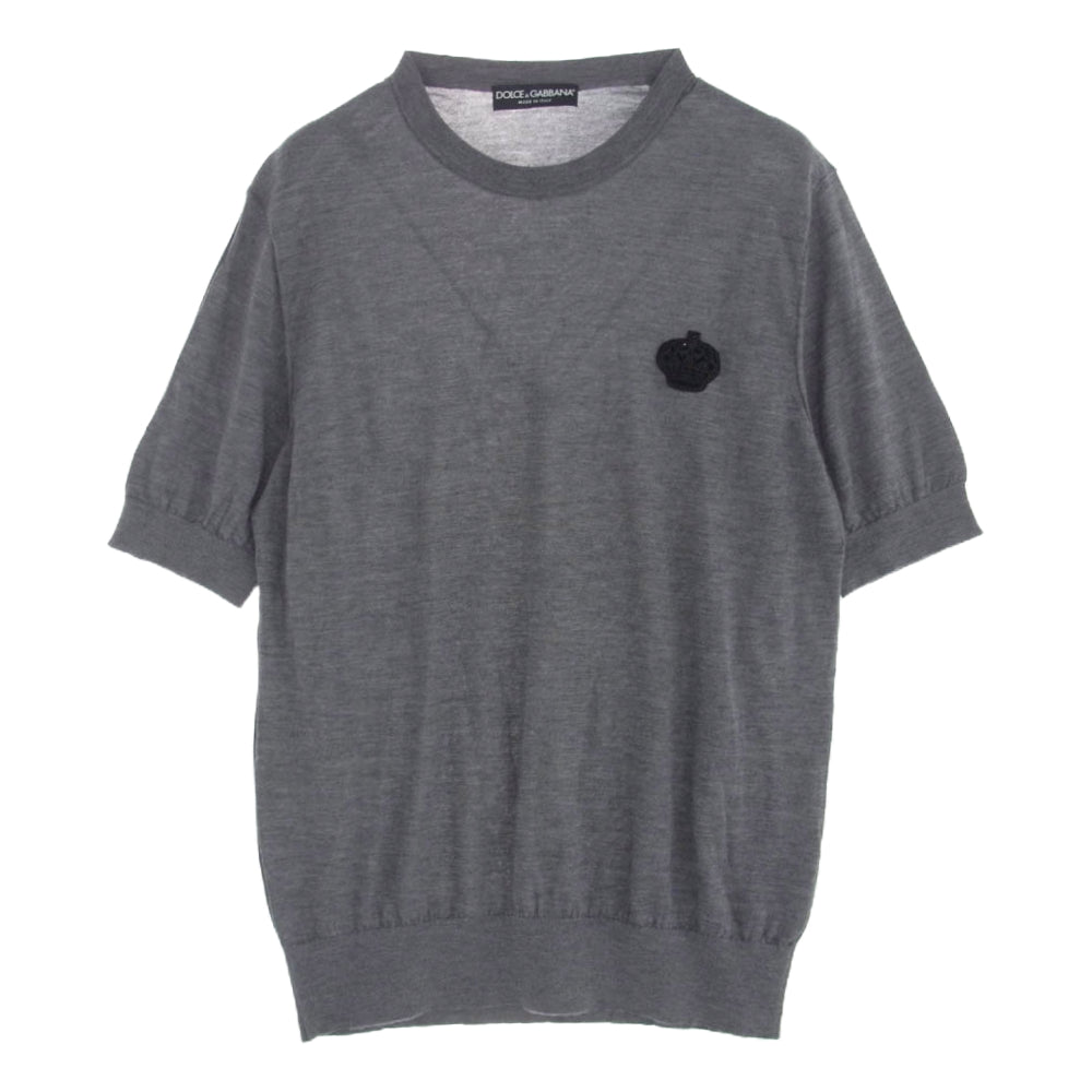 DOLCE&GABBANA ドルチェアンドガッバーナ ニット 半袖 Tシャツ ワッペン デザイン グレー系 サイズ不明【中古】