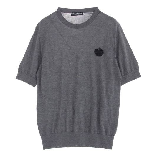 DOLCE&GABBANA ドルチェアンドガッバーナ ニット 半袖 Tシャツ ワッペン デザイン グレー系 サイズ不明【中古】