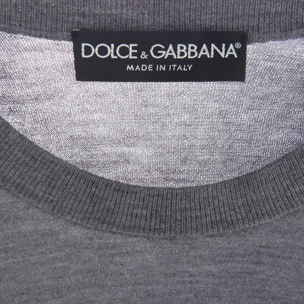 DOLCE&GABBANA ドルチェアンドガッバーナ ニット 半袖 Tシャツ ワッペン デザイン グレー系 サイズ不明【中古】