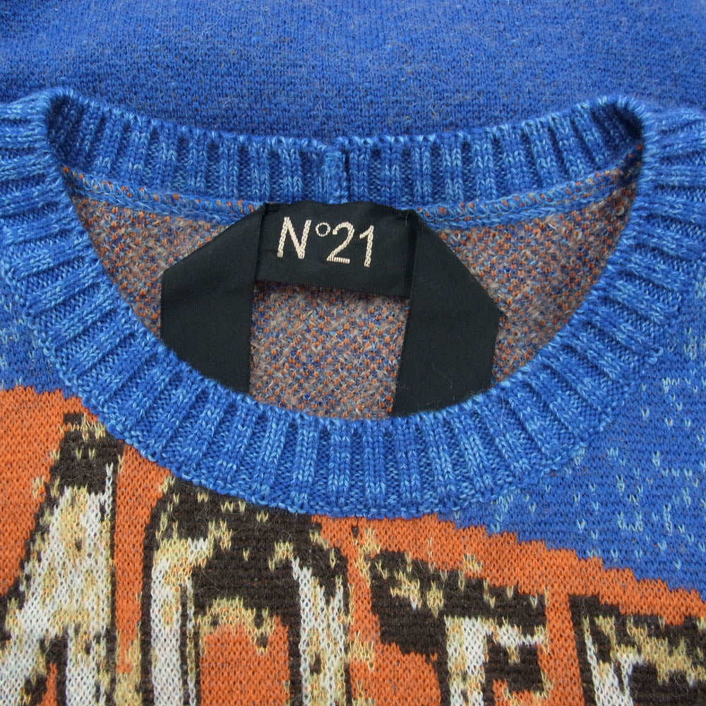 ヌメロヴェントゥーノ 18AW イタリア製 モヘヤ カシミヤ 混 MOTEL デザイン ニット ベスト 50【新古品】【未使用】【中古】