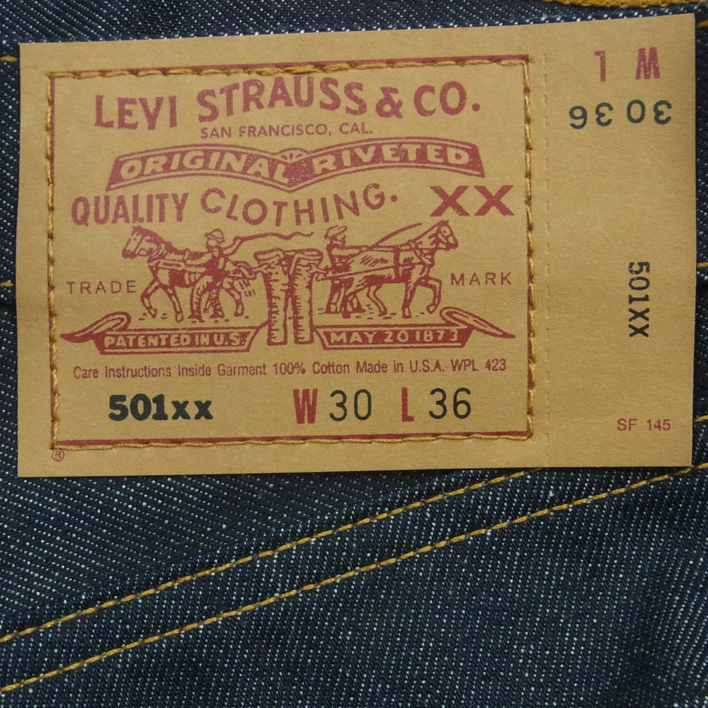 Levi's リーバイス 01年 USA製 501 ストレート デニム パンツ ボタンフライ インディゴ ボタン裏刻印553 インディゴブルー系 W30 L36【新古品】【未使用】【中古】