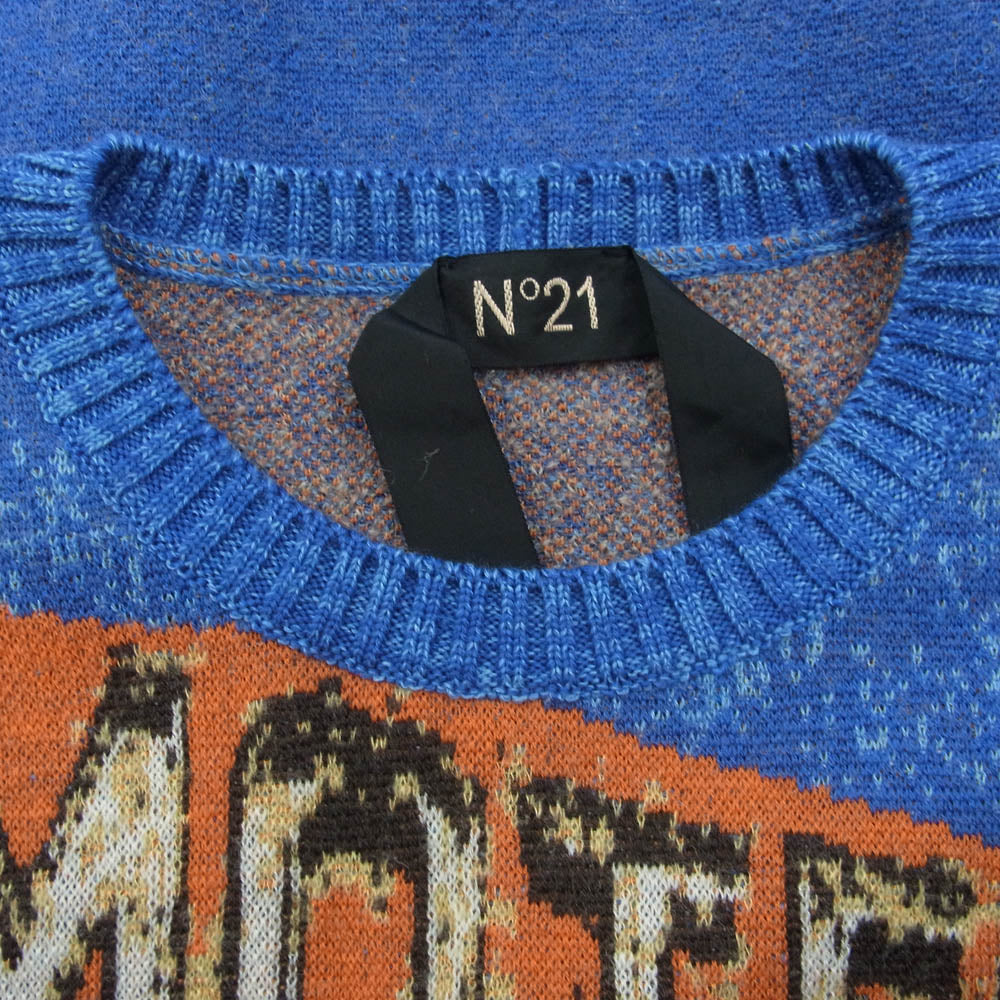 ヌメロヴェントゥーノ 18AW イタリア製 モヘヤ カシミヤ 混 MOTEL デザイン ニット ベスト 48【新古品】【未使用】【中古】