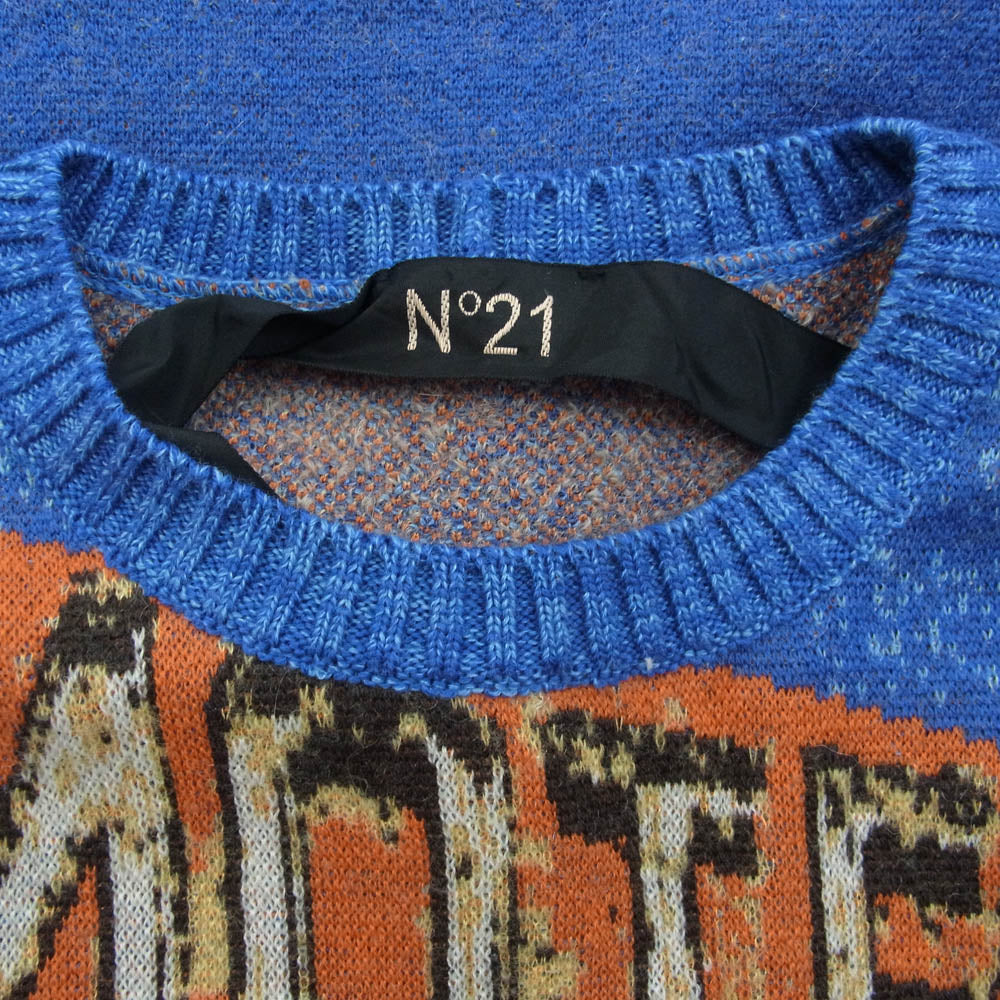 ヌメロヴェントゥーノ 18AW イタリア製 モヘヤ カシミヤ 混 MOTEL デザイン ニット ベスト マルチカラー系 46【新古品】【未使用】【中古】