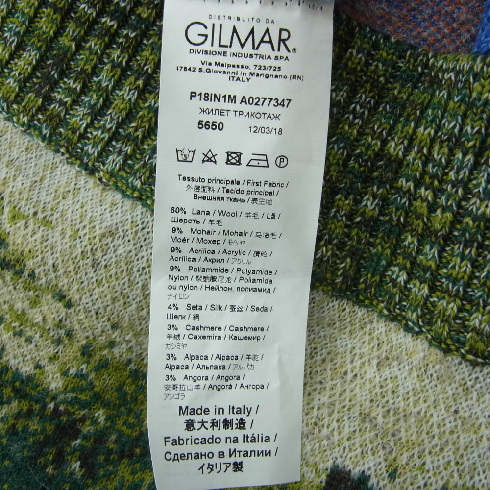ヌメロヴェントゥーノ 18AW イタリア製 モヘヤ カシミヤ 混 MOTEL デザイン ニット ベスト マルチカラー系 46【新古品】【未使用】【中古】
