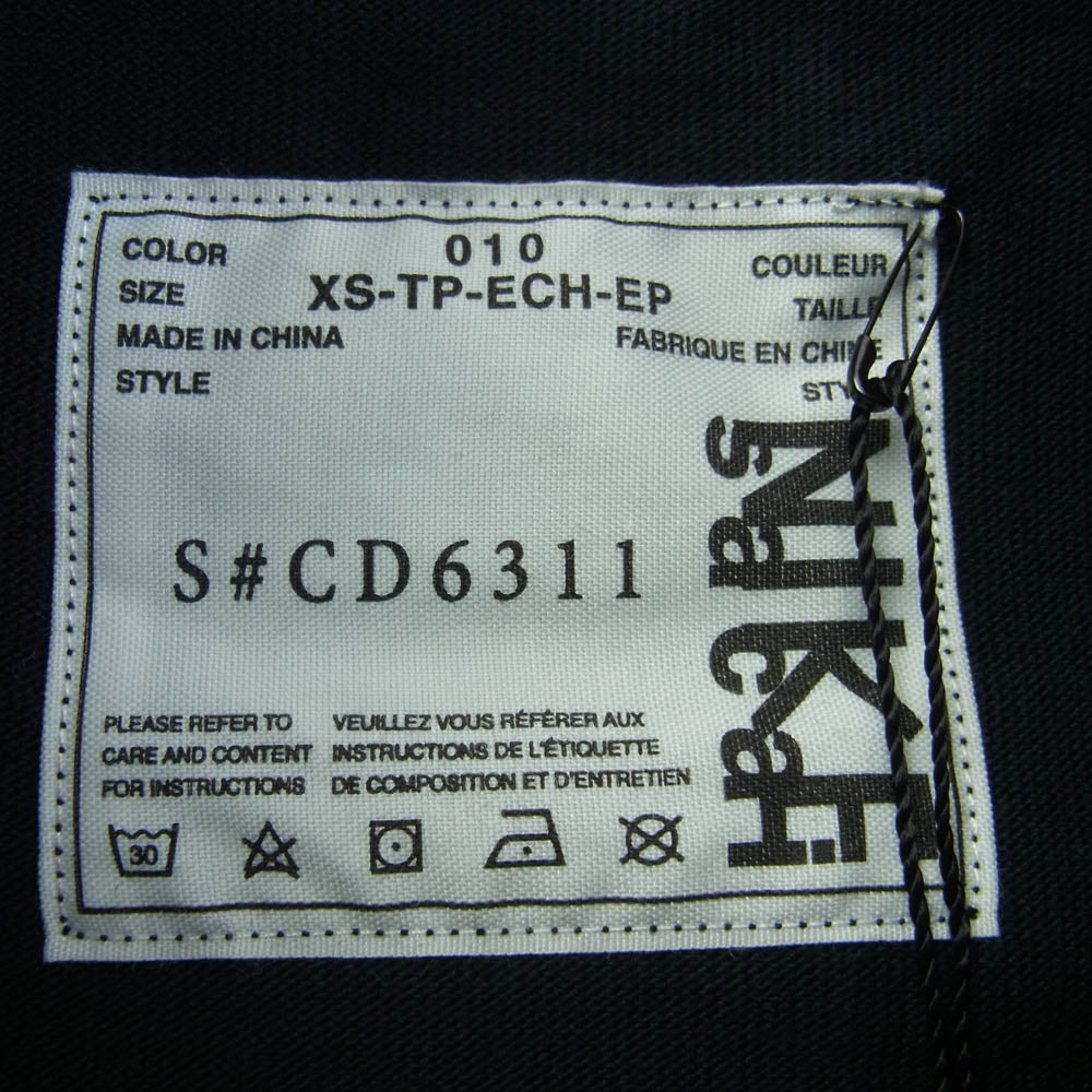 Sacai サカイ 19AW CD6311-010 × NIKE LAB W Nrg Ga Tee フロントプリント 半袖 Tシャツ 再構築 ドッキング XS【新古品】【未使用】【中古】