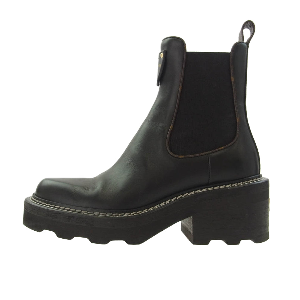 LOUIS VUITTON ルイ・ヴィトン 1A8949 LV ボブールライン モノグラム カーフ ブーツ サイドゴア ヒール ブーツ ブラック系 34.5【中古】