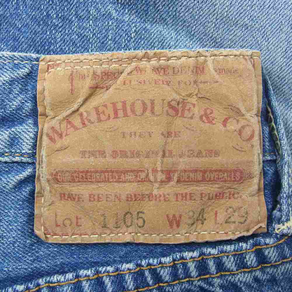 WAREHOUSE ウエアハウス Lot 1105 BEAMS PLUS 別注 2ND-HAND セコハン デニム パンツ ジーンズ インディゴブルー系 34【中古】