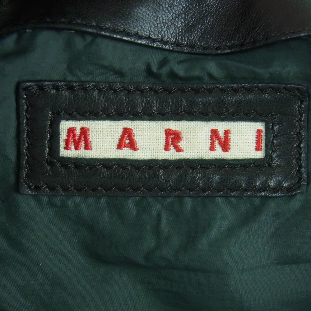 MARNI マルニ ターンロック ウール レザー ハンドバッグ イタリア製 ブラック系【中古】
