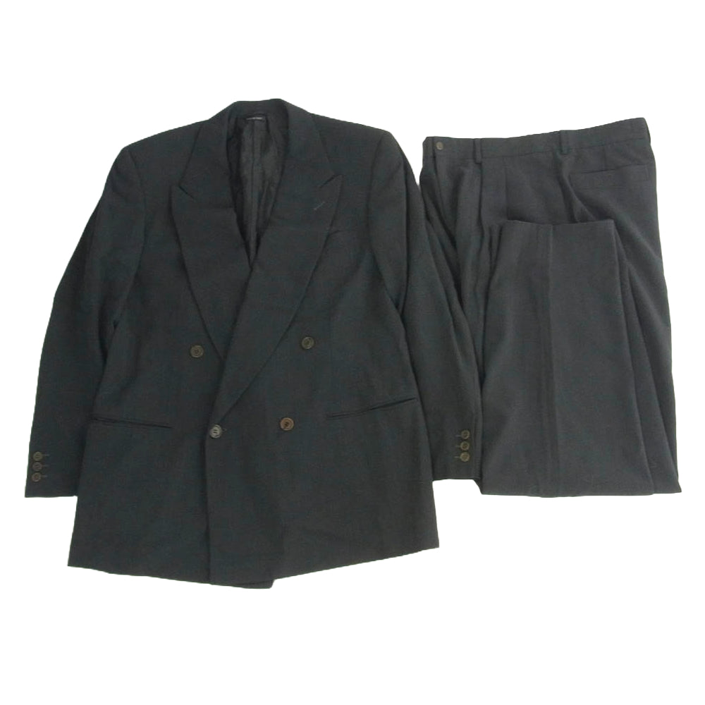 GIORGIO ARMANI ジョルジオアルマーニ 715420 イタリア製 ウール スーツ セットアップ グレー ストライプ ブラック系 52【中古】
