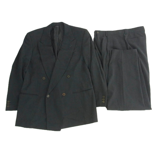 GIORGIO ARMANI ジョルジオアルマーニ 715420 イタリア製 ウール スーツ セットアップ グレー ストライプ ブラック系 52【中古】