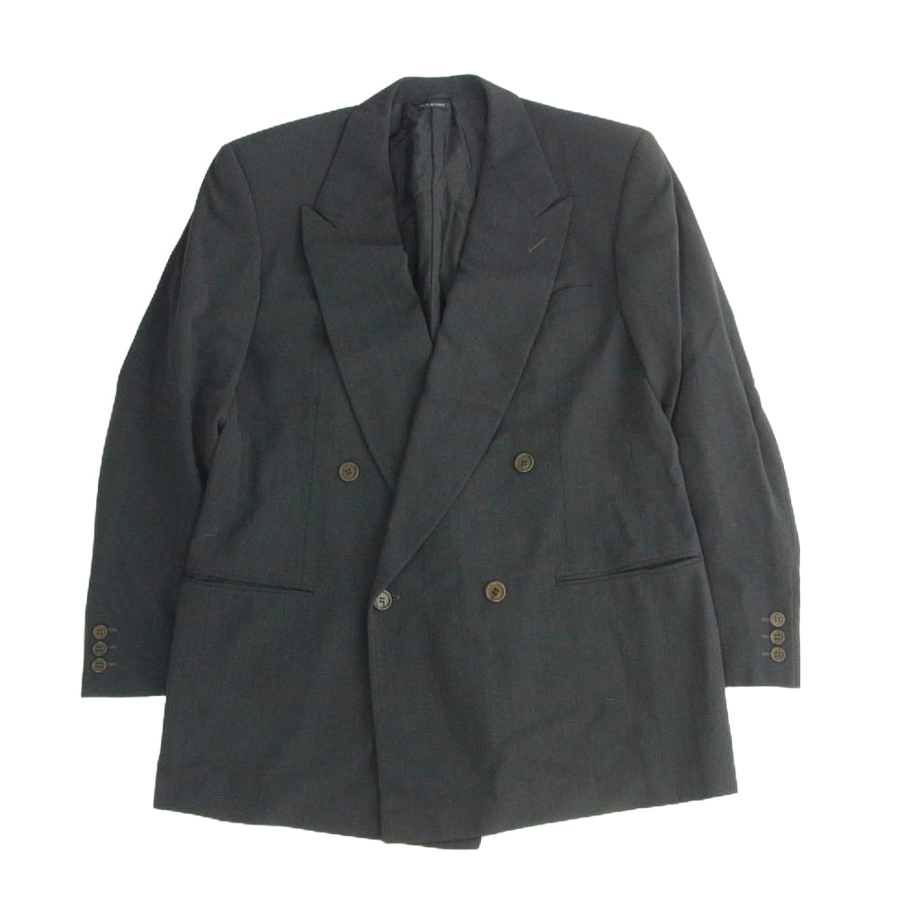 GIORGIO ARMANI ジョルジオアルマーニ 715420 イタリア製 ウール スーツ セットアップ グレー ストライプ ブラック系 52【中古】