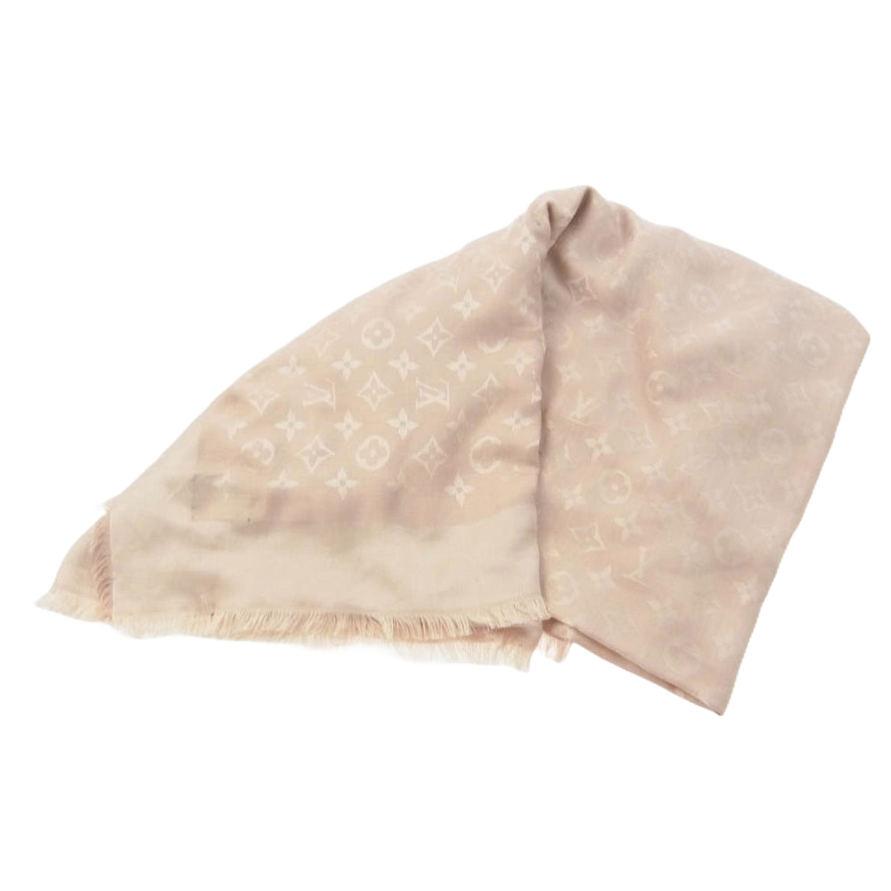 LOUIS VUITTON ルイ・ヴィトン M74441 シルクウール ナテュレル モノグラム 大判 ストール ショール 旧タグ ピンク系【中古】