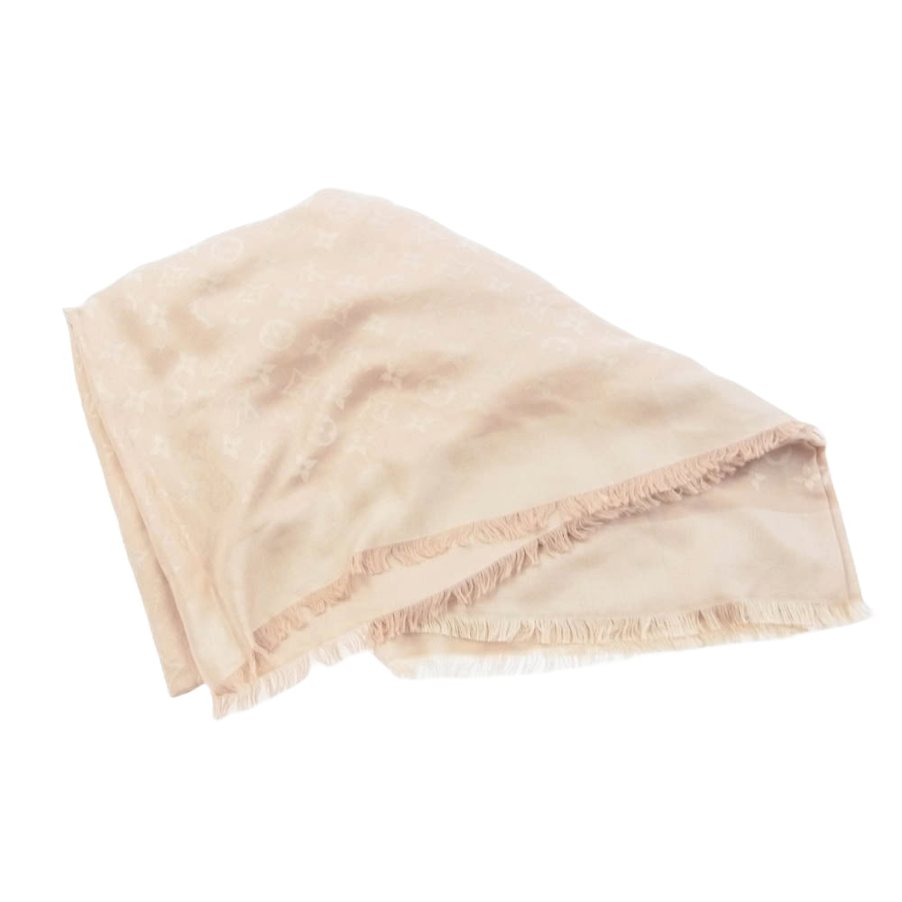 LOUIS VUITTON ルイ・ヴィトン M74441 シルクウール ナテュレル モノグラム 大判 ストール ショール 旧タグ ピンク系【中古】