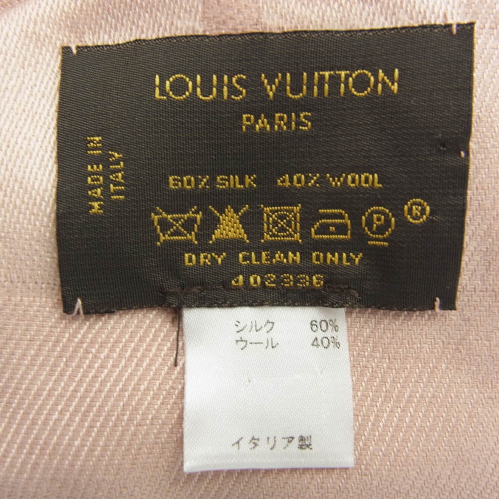 LOUIS VUITTON ルイ・ヴィトン M74441 シルクウール ナテュレル モノグラム 大判 ストール ショール 旧タグ ピンク系【中古】