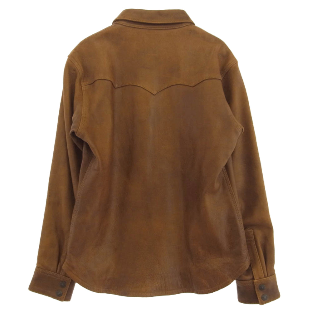 THE FLAT HEAD ザフラットヘッド 鹿革 ディアスキン ウエスタンシャツ レザージャケット ブラウン系 38【中古】