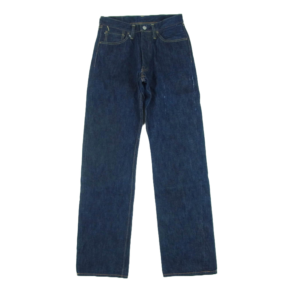 ジェットリンク ストレート デニム パンツ インディゴ ボタンフライ インディゴブルー系 W31 L35【中古】