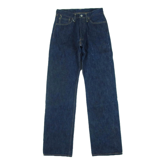 ジェットリンク ストレート デニム パンツ インディゴ ボタンフライ インディゴブルー系 W31 L35【中古】