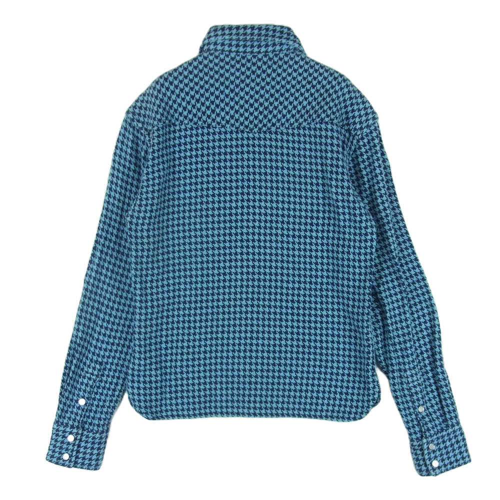 THE FLAT HEAD ザフラットヘッド 千鳥柄 ヘビー ネル ウエスタン シャツ 長袖 ライトブルー系 ブラック系 36【中古】