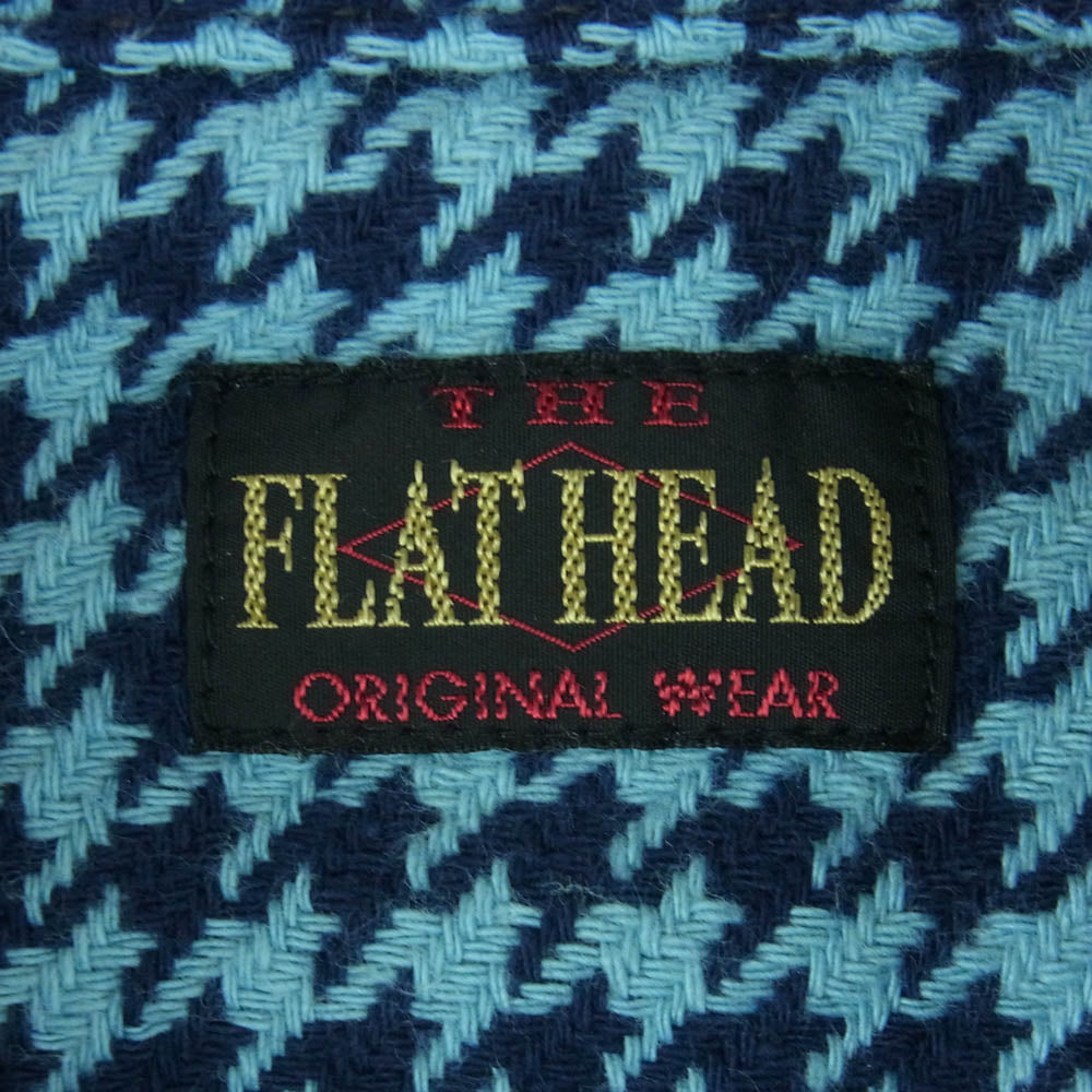 THE FLAT HEAD ザフラットヘッド 千鳥柄 ヘビー ネル ウエスタン シャツ 長袖 ライトブルー系 ブラック系 36【中古】