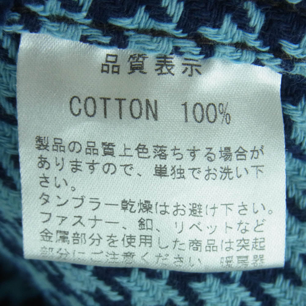 THE FLAT HEAD ザフラットヘッド 千鳥柄 ヘビー ネル ウエスタン シャツ 長袖 ライトブルー系 ブラック系 36【中古】