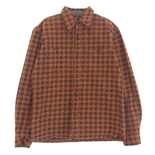 THE FLAT HEAD ザフラットヘッド 千鳥柄 コットン シャツ 長袖 レッド系 36【中古】