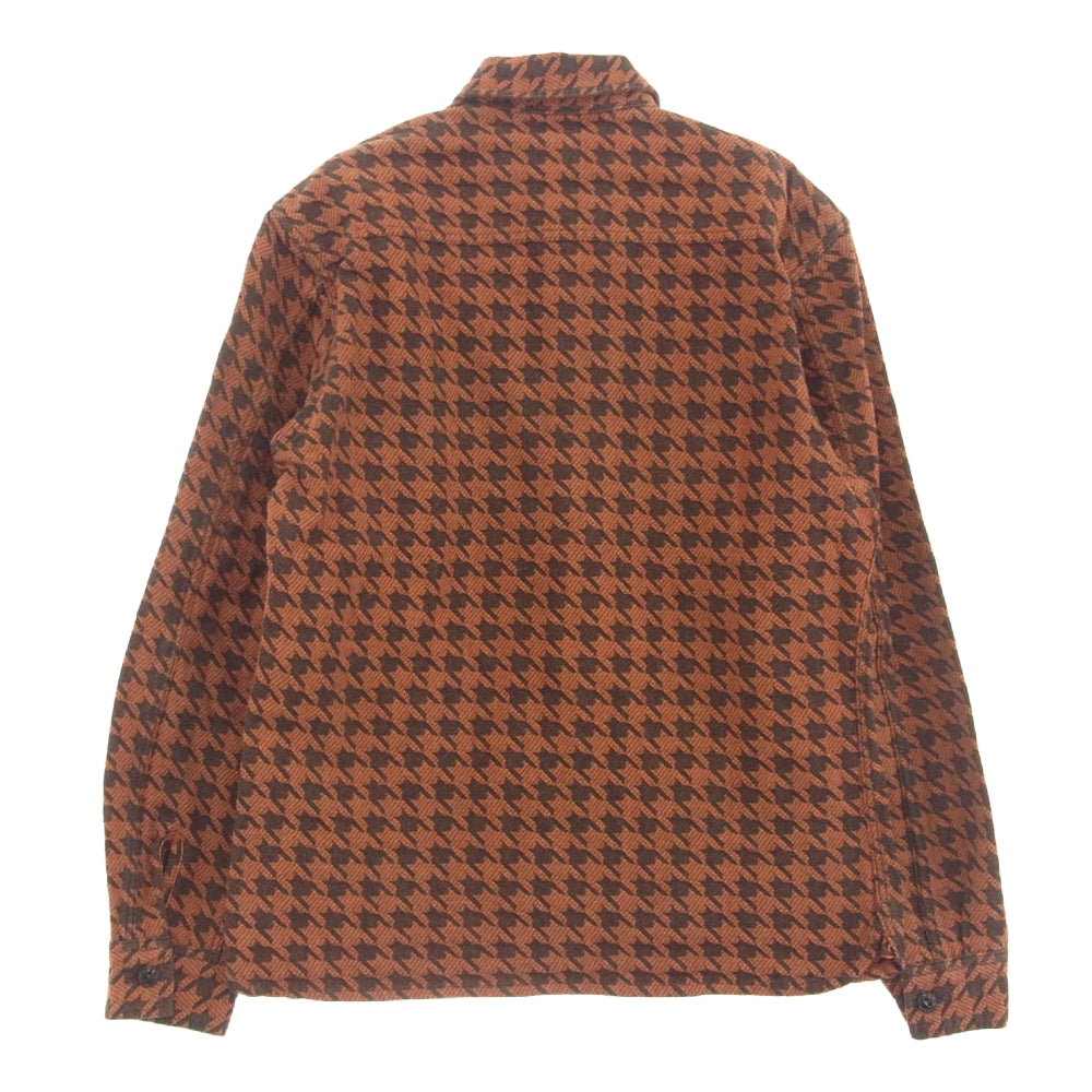 THE FLAT HEAD ザフラットヘッド 千鳥柄 コットン シャツ 長袖 レッド系 36【中古】