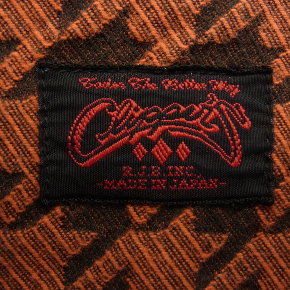 THE FLAT HEAD ザフラットヘッド 千鳥柄 コットン シャツ 長袖 レッド系 36【中古】