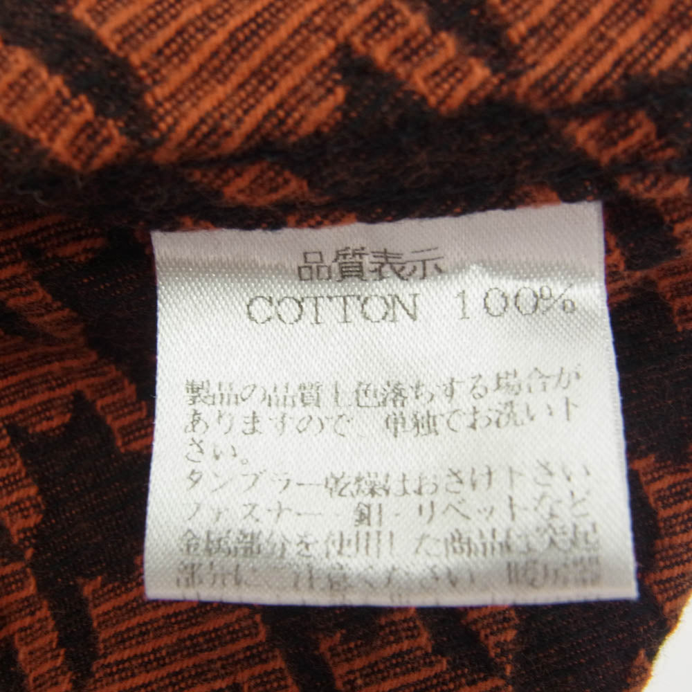 THE FLAT HEAD ザフラットヘッド 千鳥柄 コットン シャツ 長袖 レッド系 36【中古】