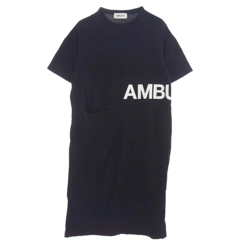 AMBUSH アンブッシュ ロゴプリント 半袖 ワンピース Tシャツ ブラック系【中古】