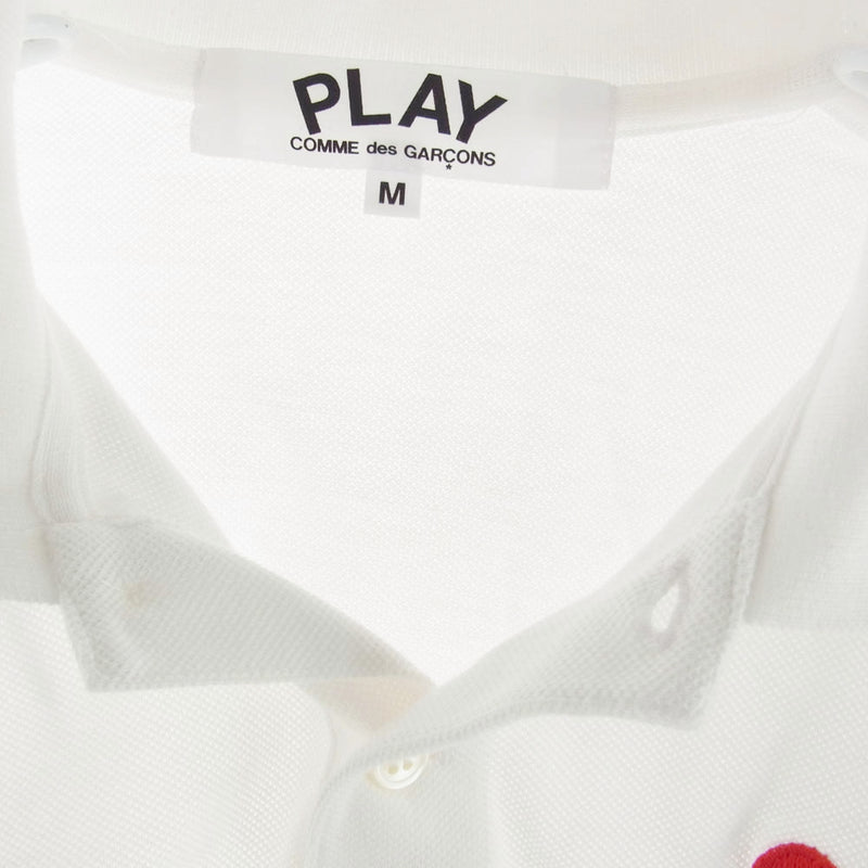 PLAY COMME des GARCONS プレイコムデギャルソン AD2022/3 AZ-T005 コットン 半袖 ポロシャツ ホワイト ホワイト系 M【中古】