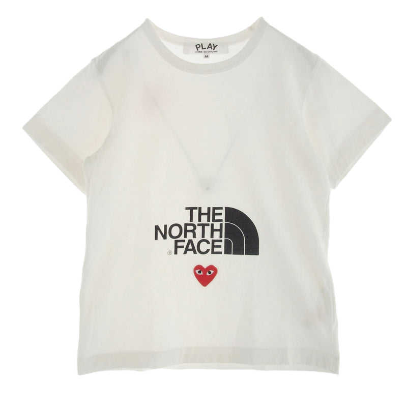 PLAY COMME des GARCONS プレイコムデギャルソン AD2020 AE-T201 × THE NORTH FACE ザノースフェイス ロゴプリント 半袖 カットソー Tシャツ ホワイト系 M【中古】