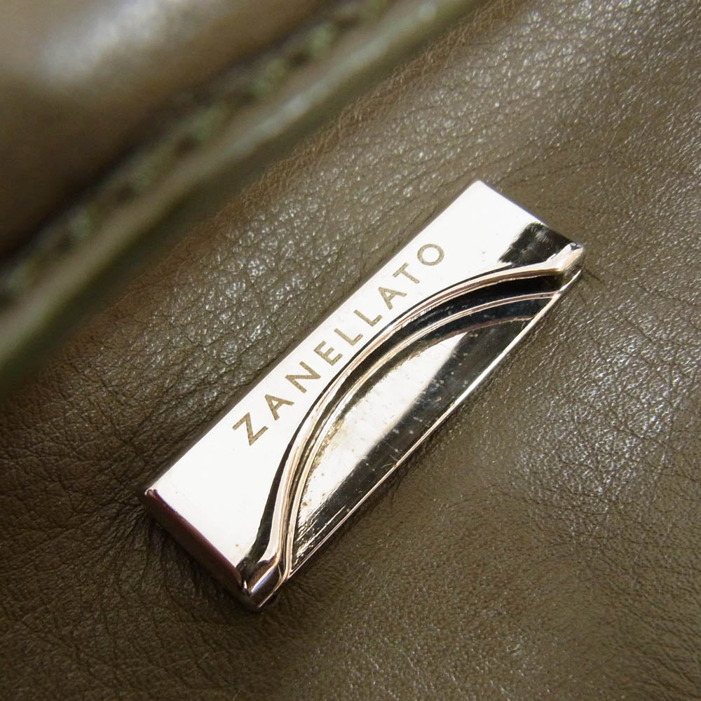 ザネラート レザー 2WAY ショルダー ハンド バッグ カーキ系【中古】