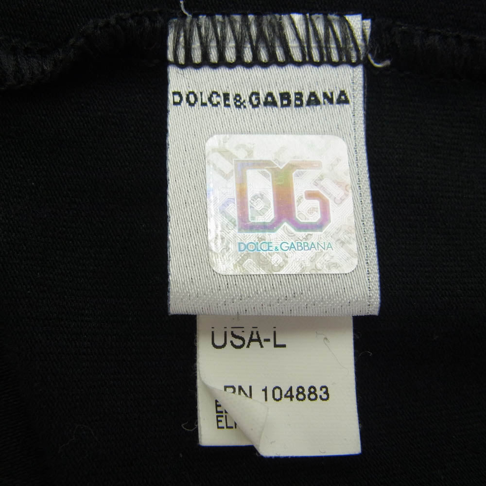 DOLCE&GABBANA ドルチェアンドガッバーナ ロゴ刺繍 ロングスリーブ カットソー 長袖 ブラック系 USA-L【中古】